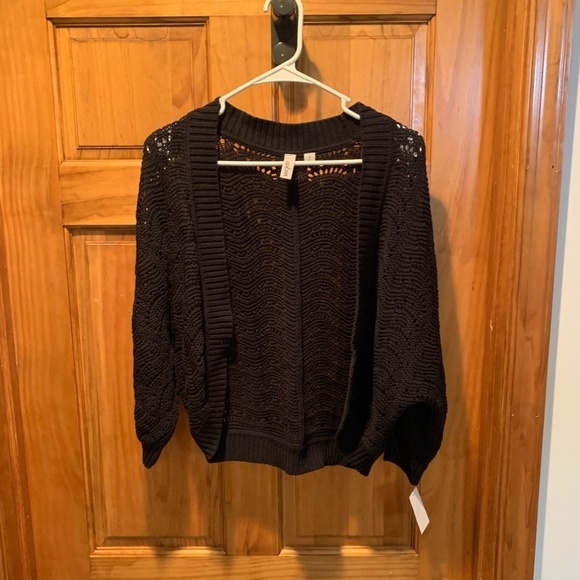 Caslon Open Knit Open Front Cardigan in Black Small NWT - Picture 2 of 7